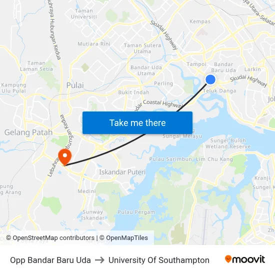 Opp Bandar Baru Uda to University Of Southampton map