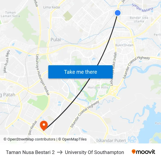 Taman Nusa Bestari 2 to University Of Southampton map