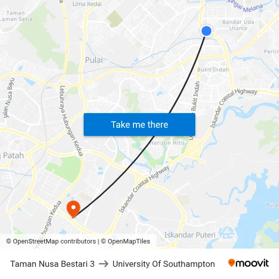 Taman Nusa Bestari 3 to University Of Southampton map