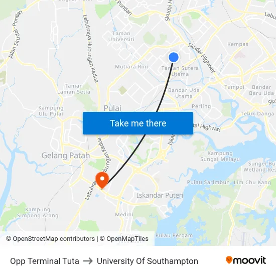 Opp Terminal Tuta to University Of Southampton map