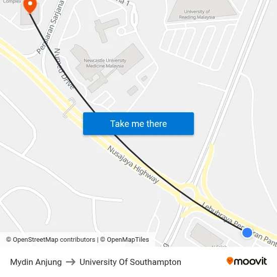 Mydin Anjung to University Of Southampton map