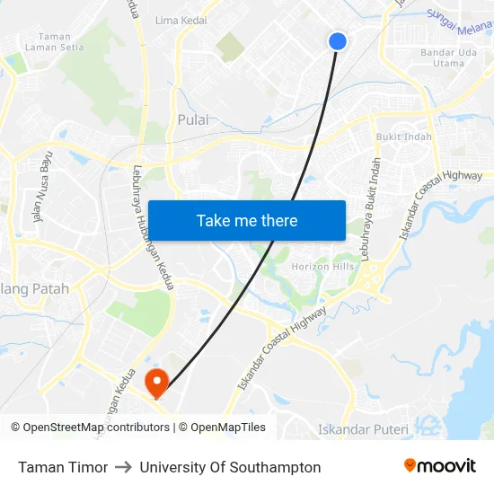 Taman Timor to University Of Southampton map