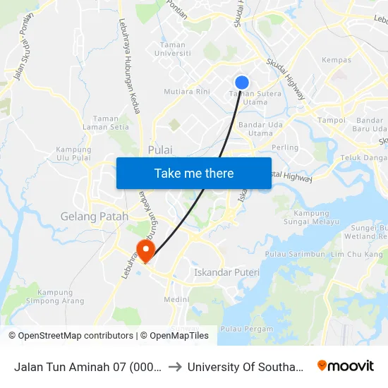 Jalan Tun Aminah 07 (0006538) to University Of Southampton map