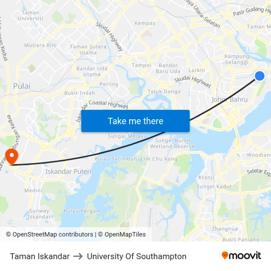 Taman Iskandar to University Of Southampton map