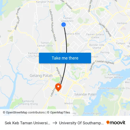 Sek Keb Taman Universiti 3 to University Of Southampton map