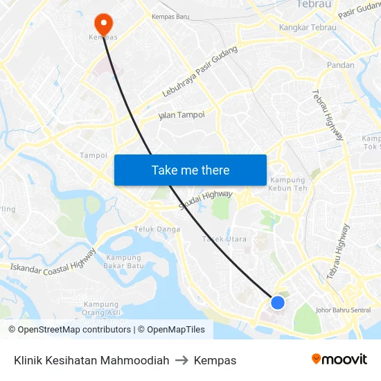 Klinik Kesihatan Mahmoodiah to Kempas map