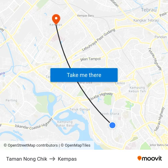 Taman Nong Chik to Kempas map