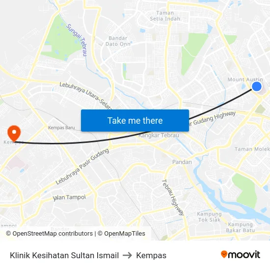 Klinik Kesihatan Sultan Ismail to Kempas map