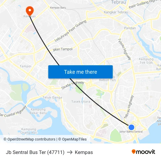 Jb Sentral Bus Ter (47711) to Kempas map