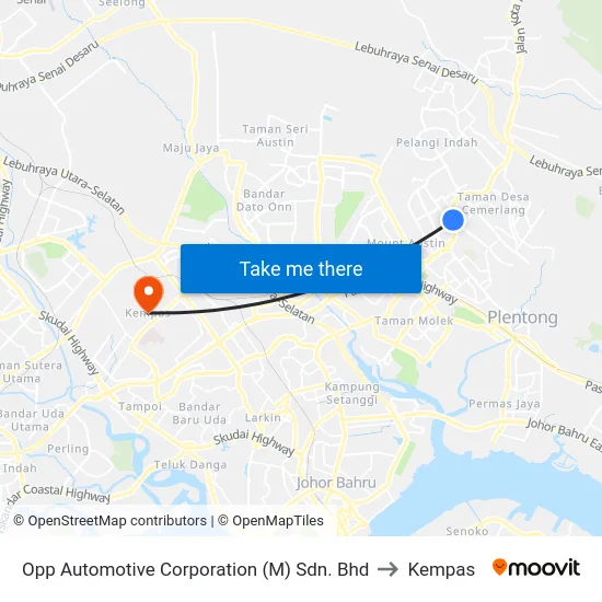 Opp Automotive Corporation (M) Sdn. Bhd to Kempas map