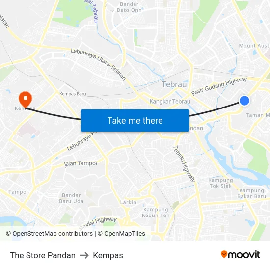 The Store Pandan to Kempas map