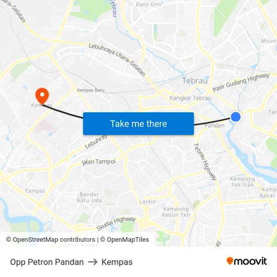 Opp Petron Pandan to Kempas map
