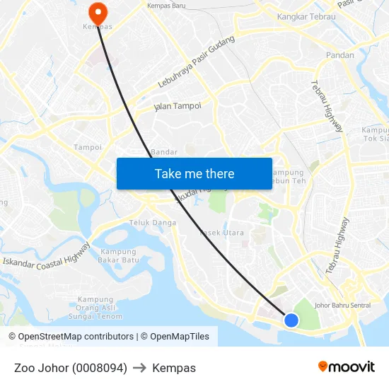 Zoo Johor (0008094) to Kempas map