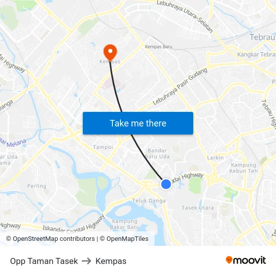 Opp Taman Tasek to Kempas map