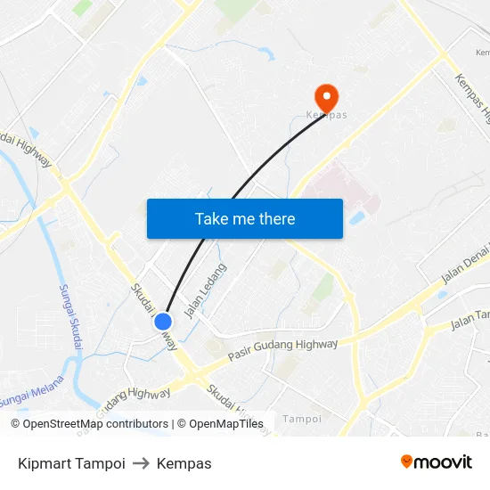 Kipmart Tampoi to Kempas map