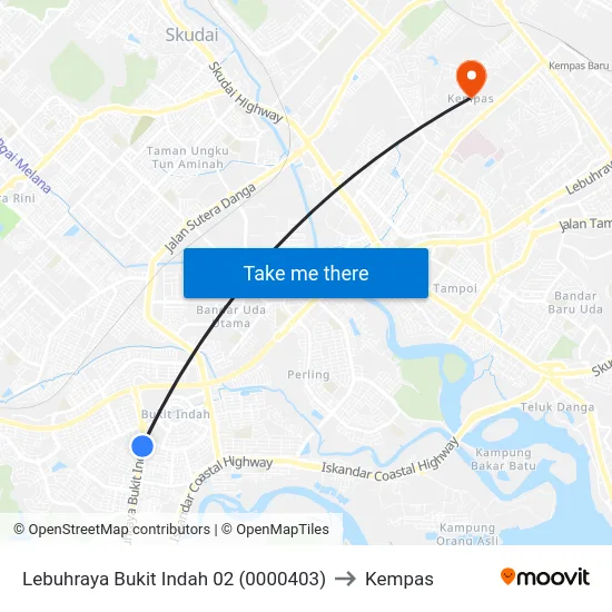 Lebuhraya Bukit Indah 02 (0000403) to Kempas map