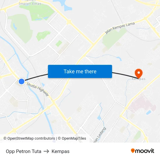Opp Petron Tuta to Kempas map