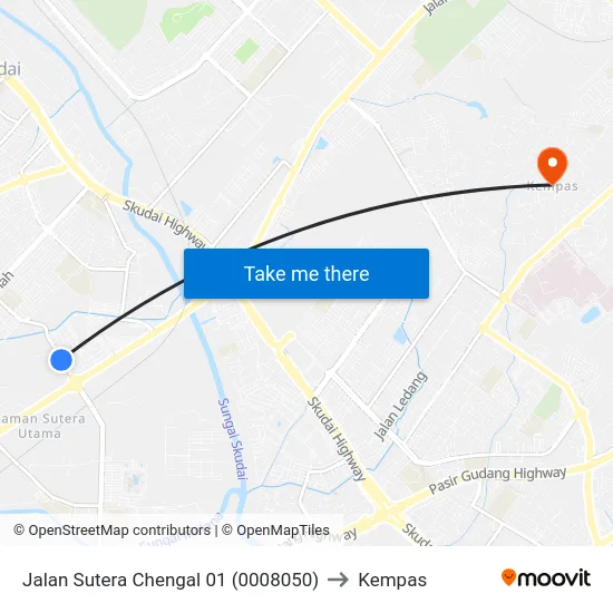 Jalan Sutera Chengal 01 (0008050) to Kempas map