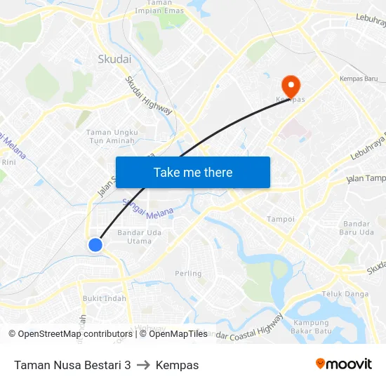 Taman Nusa Bestari 3 to Kempas map
