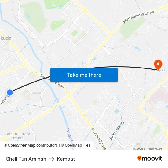 Shell Tun Aminah to Kempas map