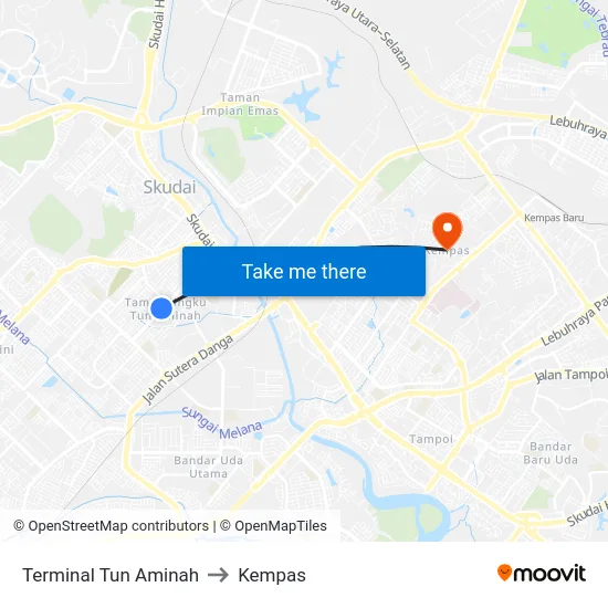 Terminal Tun Aminah to Kempas map