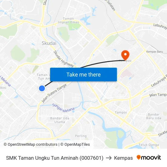 SMK Taman Ungku Tun Aminah (0007601) to Kempas map