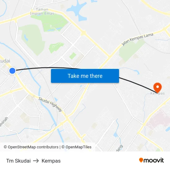 Tm Skudai to Kempas map