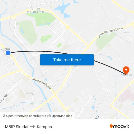 MBIP Skudai to Kempas map