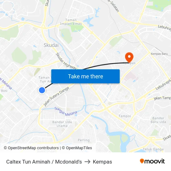 Caltex Tun Aminah / Mcdonald's to Kempas map