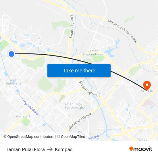 Taman Pulai Flora to Kempas map