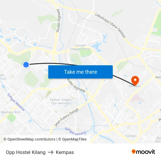 Opp Hostel Kilang to Kempas map