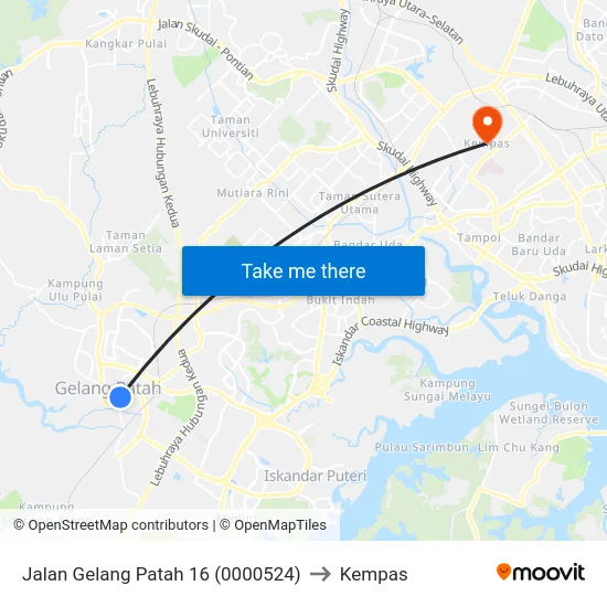 Jalan Gelang Patah 16 (0000524) to Kempas map