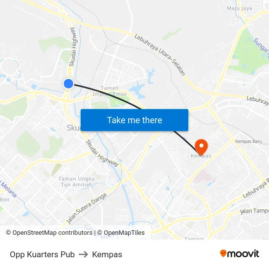 Opp Kuarters Pub to Kempas map