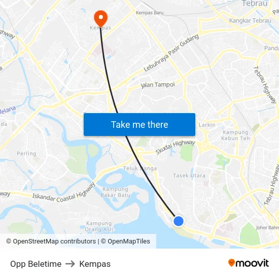 Opp Beletime to Kempas map