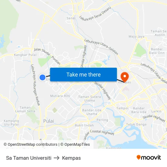 Sa Taman Universiti to Kempas map