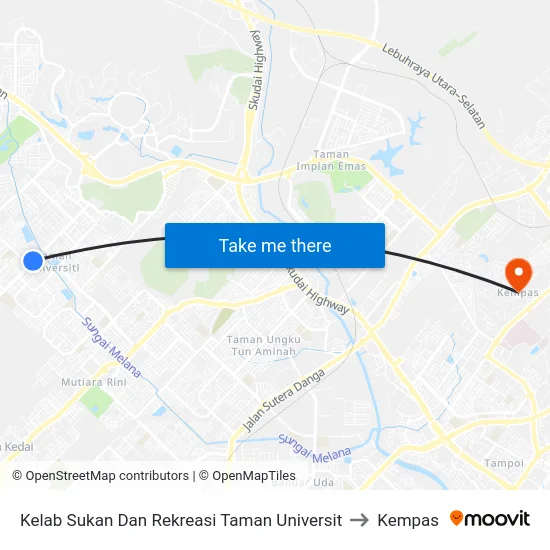 Kelab Sukan Dan Rekreasi Taman Universit to Kempas map