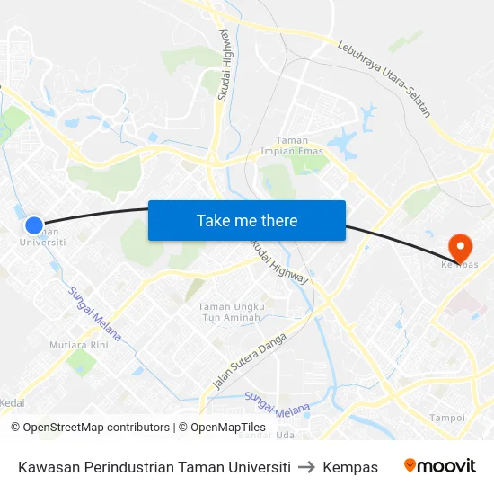 Kawasan Perindustrian Taman Universiti to Kempas map