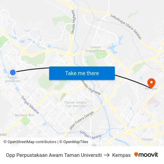 Opp Perpustakaan Awam Taman Universiti to Kempas map