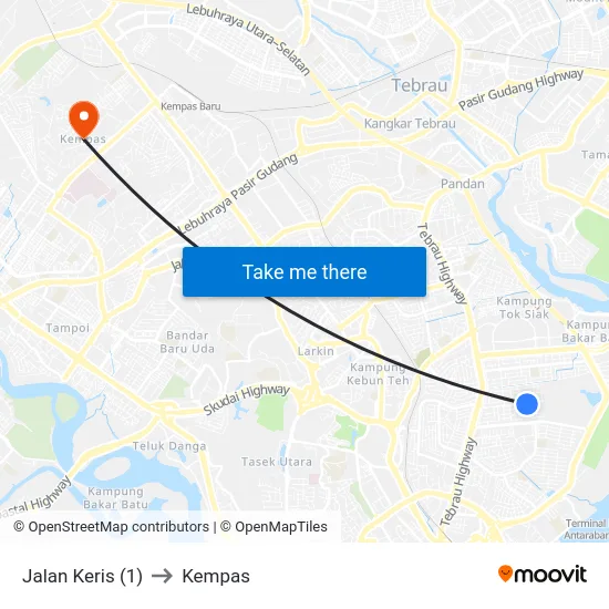 Jalan Keris (1) to Kempas map