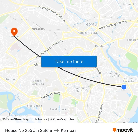 House No 255 Jln Sutera to Kempas map
