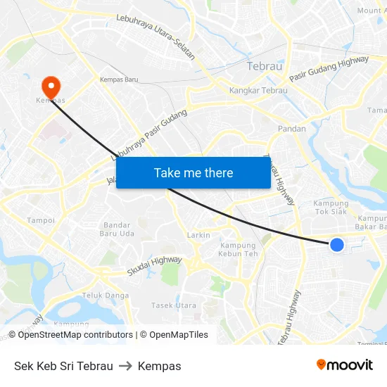 Sek Keb Sri Tebrau to Kempas map