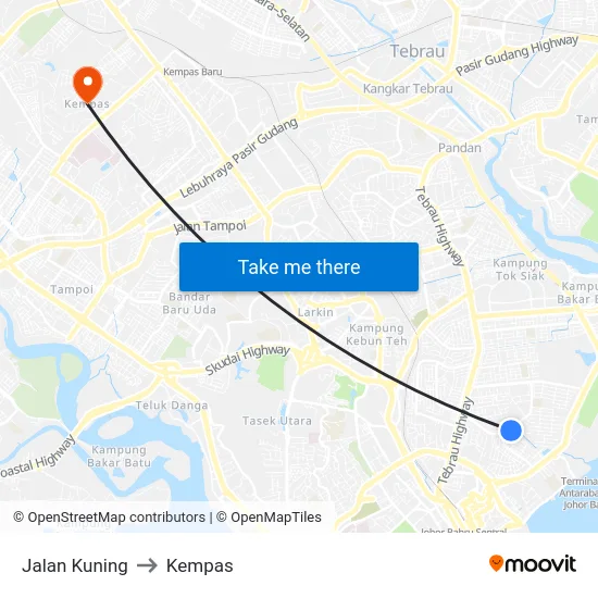 Jalan Kuning to Kempas map