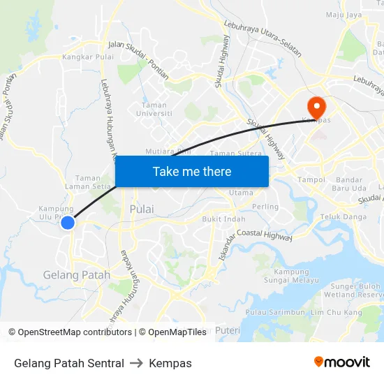Gelang Patah Sentral to Kempas map