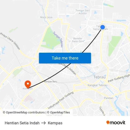 Hentian Setia Indah to Kempas map