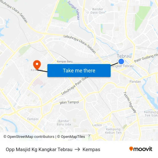 Opp Masjid Kg Kangkar Tebrau to Kempas map