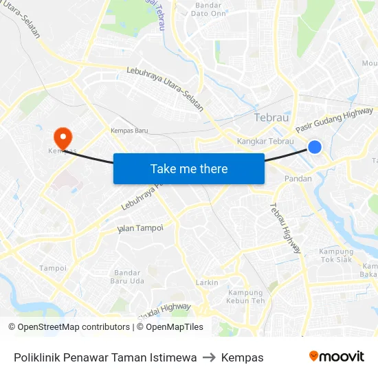 Poliklinik Penawar Taman Istimewa to Kempas map