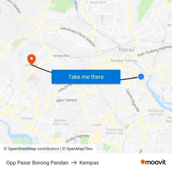 Opp Pasar Borong Pandan to Kempas map