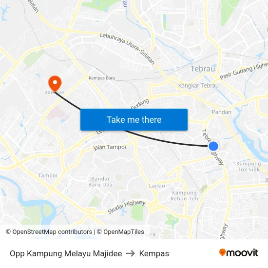 Opp Kampung Melayu Majidee to Kempas map