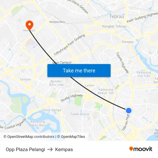 Opp Plaza Pelangi to Kempas map