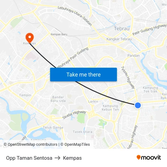 Opp Taman Sentosa to Kempas map